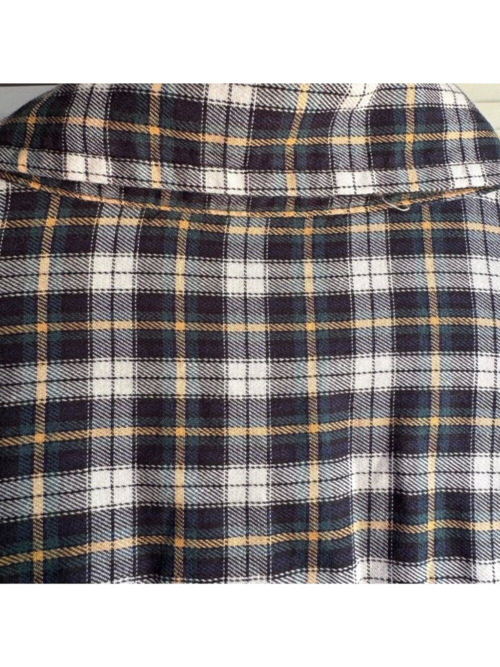Lands End Mens Plaid Button-Up Shirt Black Yellow L Long Sleeve Cotton Blend - Picture 15 of 16